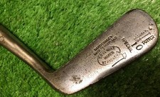 TOM STEWART Antique Lined Face OFFSET Golf Putter with ORIGINAL Leather Grip