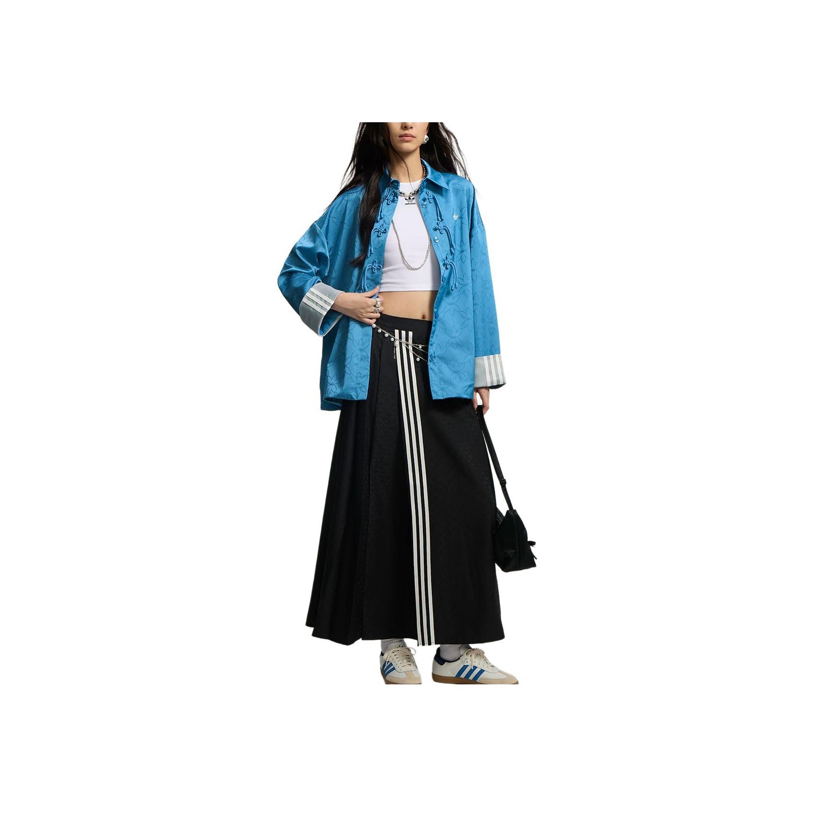 adidas Originals SS25 CN Shirt JK Loose New Chinese Style Jacquard Sports Long