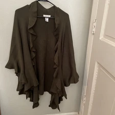 Cold Water Creek Women’s Olive Green Shawl One Size