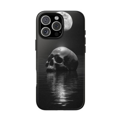 Phone Ink Case - iPhone/Galaxy/Pixel - Black Water Skull Gray Moon