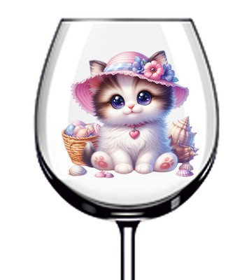 12x bunte Baby Kätzchen Katze Vinyl Aufkleber Abziehbild Becher Weinglas Flasche Tasse