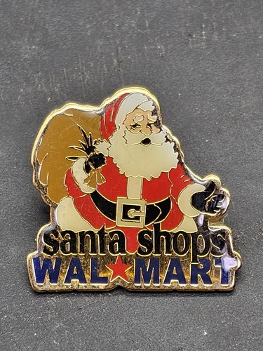 Walmart Employee Hat Lapel Pin Back Metal Enameled Santa Shops