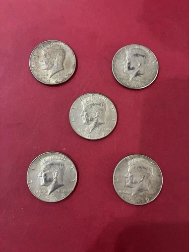 Kennedy Half Dollar Silver Coins Lot 1965-1969 Circulated 50C 0.4 Fineness