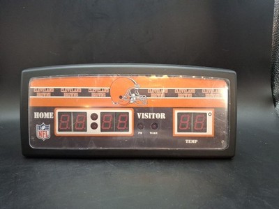 NFL Team Cleveland Browns Alarm Scoreboard Clock Plug In Tabletop Clock Open Box