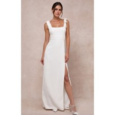Lulus Your Sweetie White Tie Strap Column Maxi Dress Wedding Bridal Large NWT