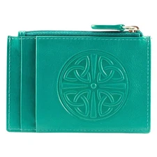 Celtic Knot Leather Wallet- Aqua
