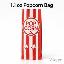 1.1 oz Popcorn Bags Red & White Striped Leak Proof Popcorn3 3/4" x1 3/4" x9 1/2"