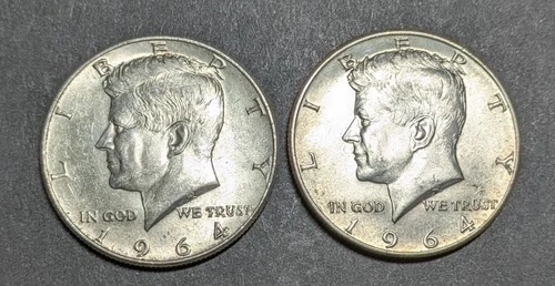 1964-D & 1964-P  Kennedy Halves - Almost Uncirculated - Some Toning - Ships Free