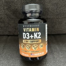 VITBOOST Vitamin D3  K2 Supplement   2-in-1 Formula, Immune Support, 120 Caps