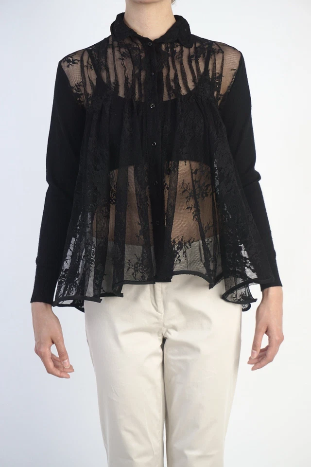 Blusa D&G Dolce & Gabbana Negra Encaje Transparente, Talla M Y2K Rara De Colección Translúcida Foto 2 de 4