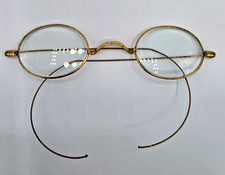 Antique 1920s SPA Goldtone Metal Eyeglass Frame w/ Cable Temples