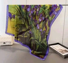 Fall Scarf Iris Floral NEW Free Ship 35 x 35 Inches