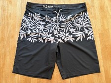 OLD NAVY CALIFORNIA Swim Trunks Board Shorts Size 38 Hawaiian Flower Drawstring