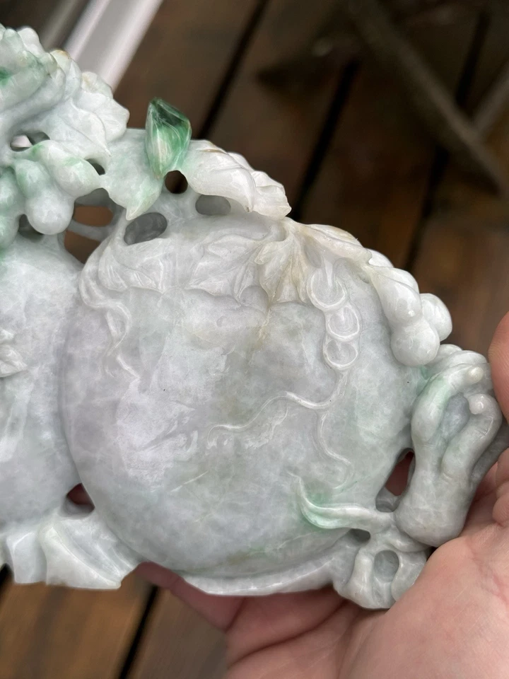 LARGE CHINESE REPUBLIC PERIOD JADEITE PEACH AND GOURD GROUP - Image 2 of 4