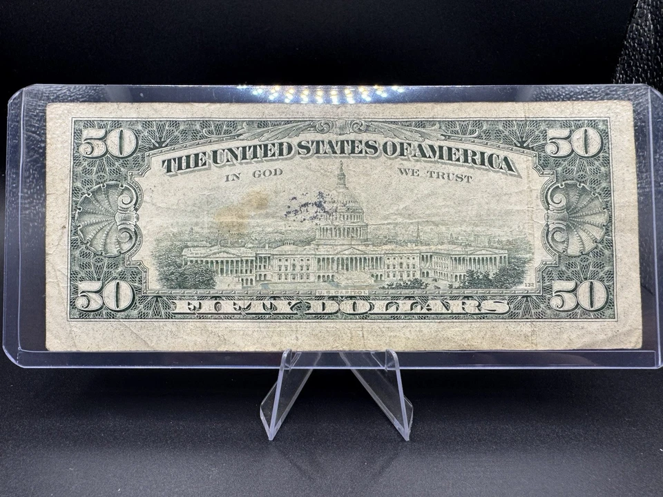 1990 $50 Federal Reserve Note B85887811A 💵 Vintage Ulysses S. Grant Bill - Image 2 of 2