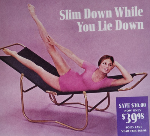 Vintage Retro 1970's Ad Slim Down While You Lie Down Lazy Way To Get In Shape