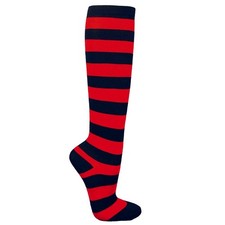 Striped Patterned Socks Knee High Red and Black