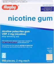 Nicotine Gum 2mg Sugar Free Original Generic for Nicorette 110 Pieces per Box