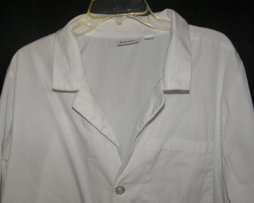 LANDAU Mens Sz 42 Vintage Doctor Nurse Medical Hospital White Lab Coat Pockets - Image 2 of 4