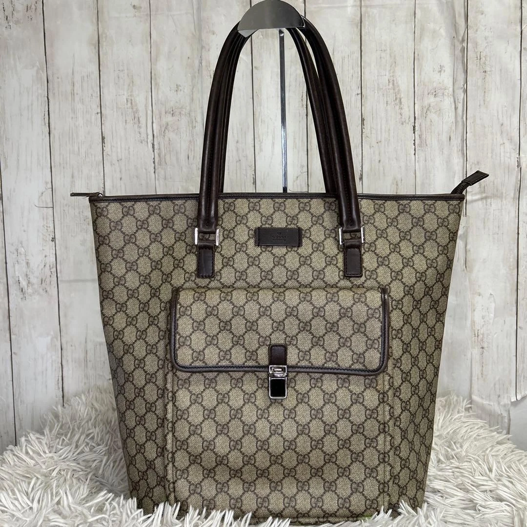 GUCCI Handbag GG Supreme Tote Bag Leather Logo PVC