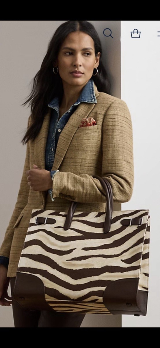 Lauren Ralph Lauren Zebra-Print Canvas Extra Large Devyn Tote Bag