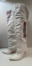 Heron Preston Boots 40 Thigh High Over The Knee White Red Gray Stilettos Booties