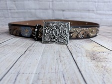 Nocona Western Painted Leather Rhinestone Tooled Belt Women s Size S Cowgirl