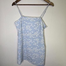 Zara Powder Blue White Floral Mini Dress Size Medium (No Belt)