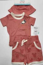Disney Baby 3pc Set 3-6 Month Unisex Baby Outfit Mickey Mouse Top Shorts Hat