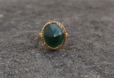 Natural Aventurine Gemstone Ring 925 Sterling Silver Statement Ring For Women