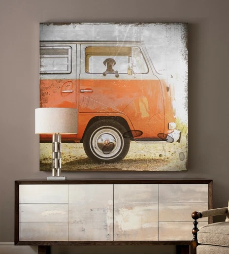 XXL LEINWAND BILD 90x90x5 BULLI T1 BUS VW POP-ART SHABBY-CHIC VINTAGE RETRO NEU - Bild 1 von 2