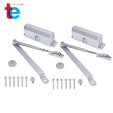 2 x Aluminum Commercial Door Closer Two Independent Valves Control Sweep 45-65KG