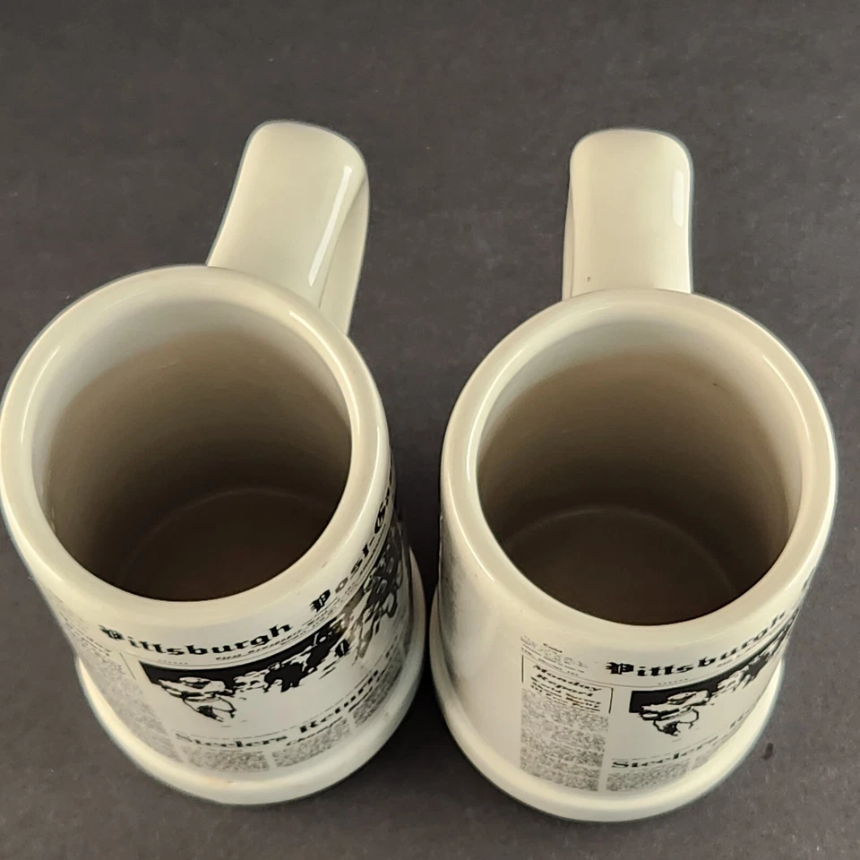 Two Ceramic Mugs Pittsburgh Gazette Steelers Return To Super Bowl Vintage 1976 - Image 2 of 4