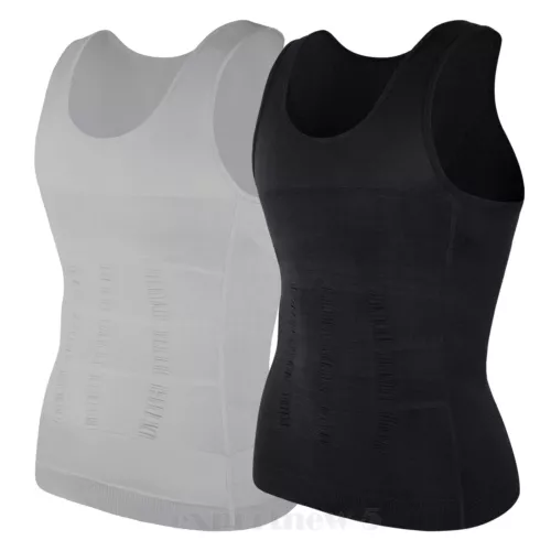 Herren Abnehmen Body Shaper Weste Gürtel Bauch Brust Kompression T-Shirt Tank Top - Bild 29 von 49