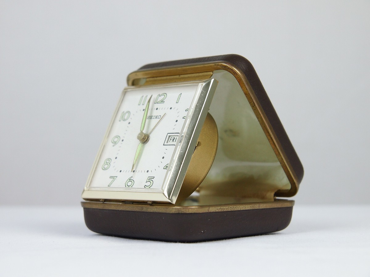 Vintage SEIKO DAY DATE Alarm Travel Clock 1970s Excellent, AS IS