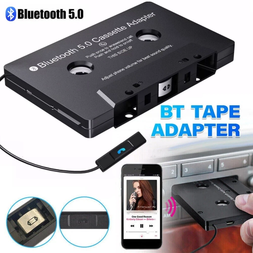 Adattatore Bluetooth 5.0 Audio Cassetta per Smartphone AUX, Lettore CD, Adattatore per Cassetta Auto su AUX, Nero