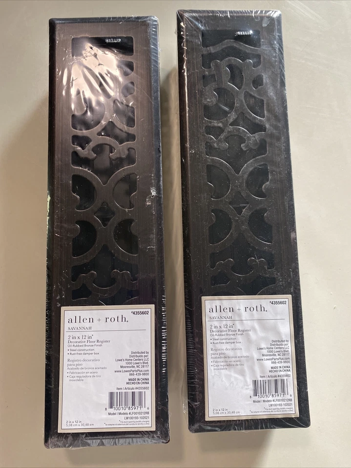 2 NEW Allen Roth SAVANNAH 2” X 12” Antique Bronze Floor Registers Cover 4355602 - Image 2 of 4