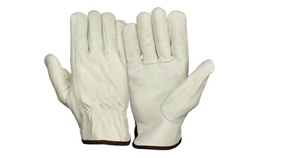 12 Pair Pack, Cowhide Grain Leather Drivers, Work Safety Gloves (PPE) All Sizes
