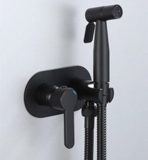 Matte Black Brass Rough-in Mixing Valve Bracket Toilet Bidet Sprayer Douche Set