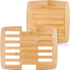 Yarlung 2 Pack Bamboo Trivet Expandable 9inch, expandable to 11.8 inch, Brown 