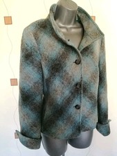 Blazer Jacket 12 40 Medium M Wool Rich Check Plaid Cropped Short Bianca