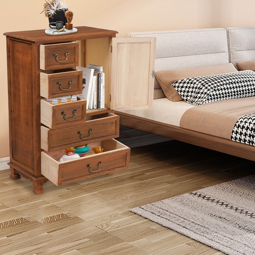 5 Drawers Dresser for Bedroom Wood Chest of Drawers Rustic Dressers Organizer - Picture 3 of 20