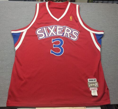 Authentic Mitchell Ness 76ers Allen Iverson 96-97 Sixers Jersey Size 56 USA Made - 第 1/10 張圖片