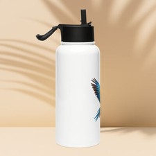Stainless steel water bottle with a straw lid
