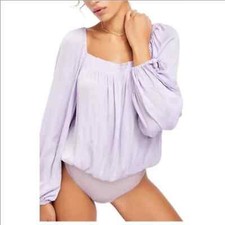 Free People Another Round Bodysuit Lavender New without tags Long sleeve Boho