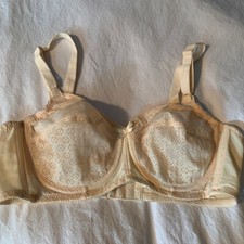 Vintage BALI 2620 Sheer Lace Sno-Flake Unlined UW Beige Bra Womens Size 36C