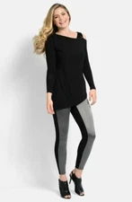 Lyssé 'Sophie' Satin & Ponte Control Top Leggings in Pewter sz S NWT $108+