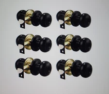 6 Pack Black Round Entry Door Knobs with Key, Exterior/Interior Door