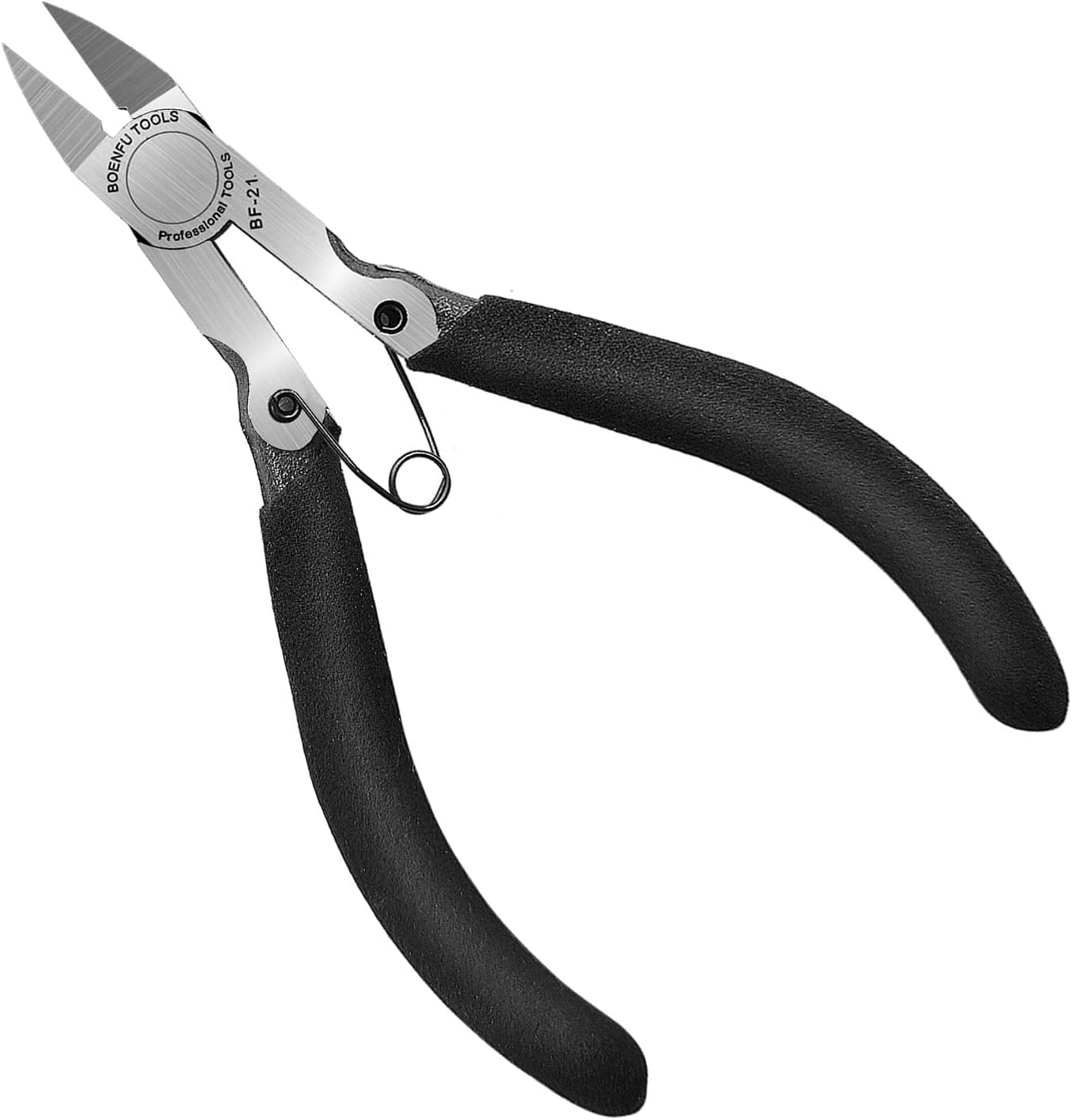 BOENFU Small Wire Flush Cutters 5-In, Sharp and Precision Side Cutting Pliers wi