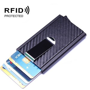 Rfi!   d Blocking Mini Credit Card Case Carbon Fiber Slim Wallet - 